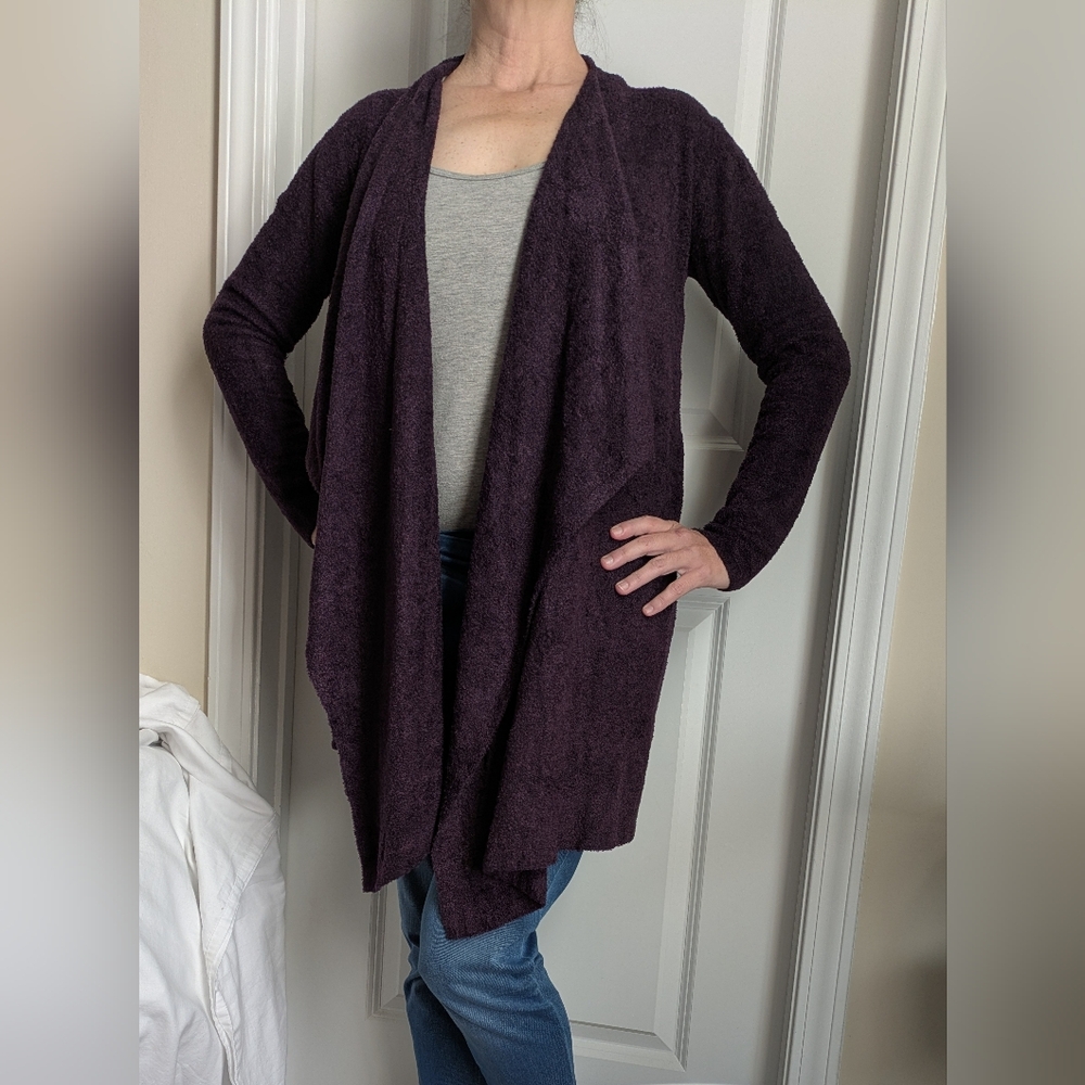 Barefoot Dreams Bamboo Chic Lite Purple Calypso Wrap Cardigan Sweater S/M✨ NEW! - Picture 4 of 16